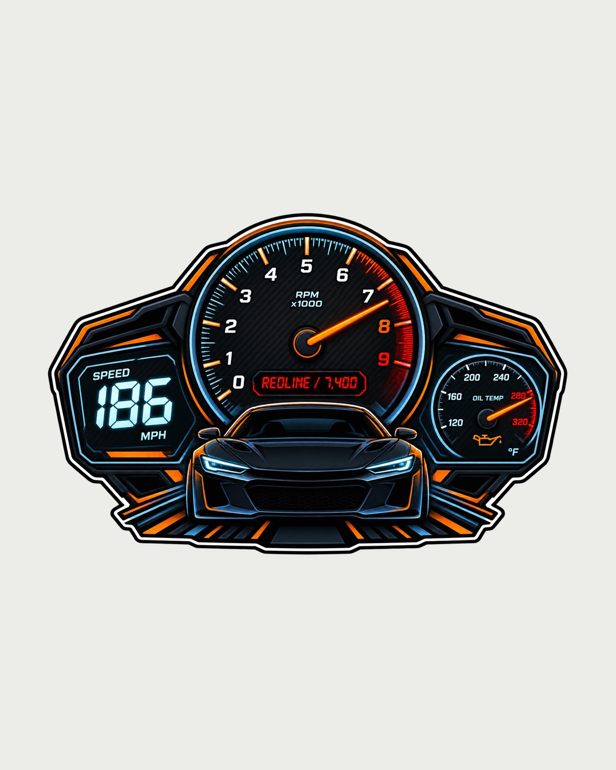 GR86 ZN8 Gauge Cluster HUD Tee: Redline 7,400, Car Guy Gift design only