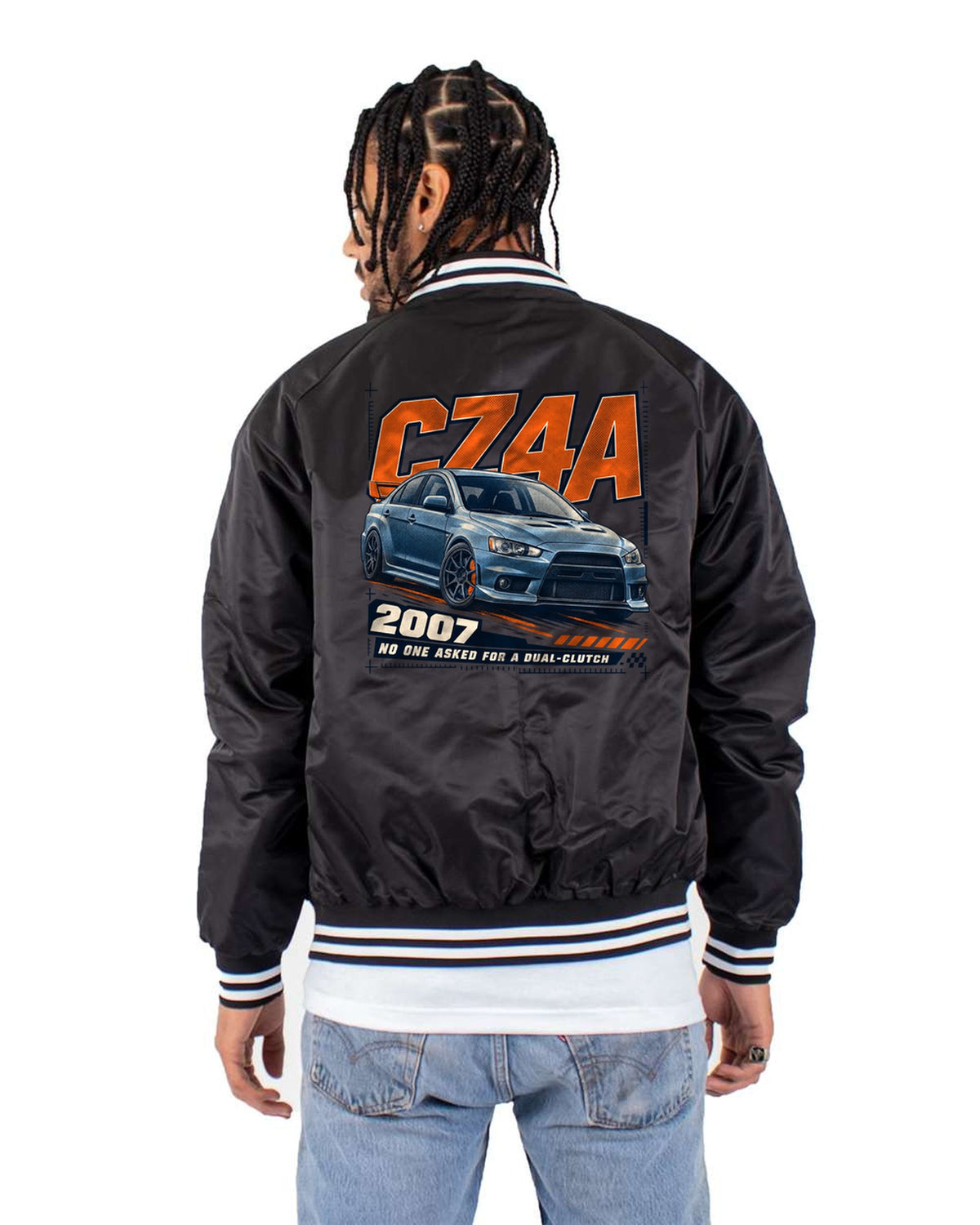Evo X CZ4A Halftone Shirt, Mitsubishi Lancer Evolution Bomber Jacket Black back