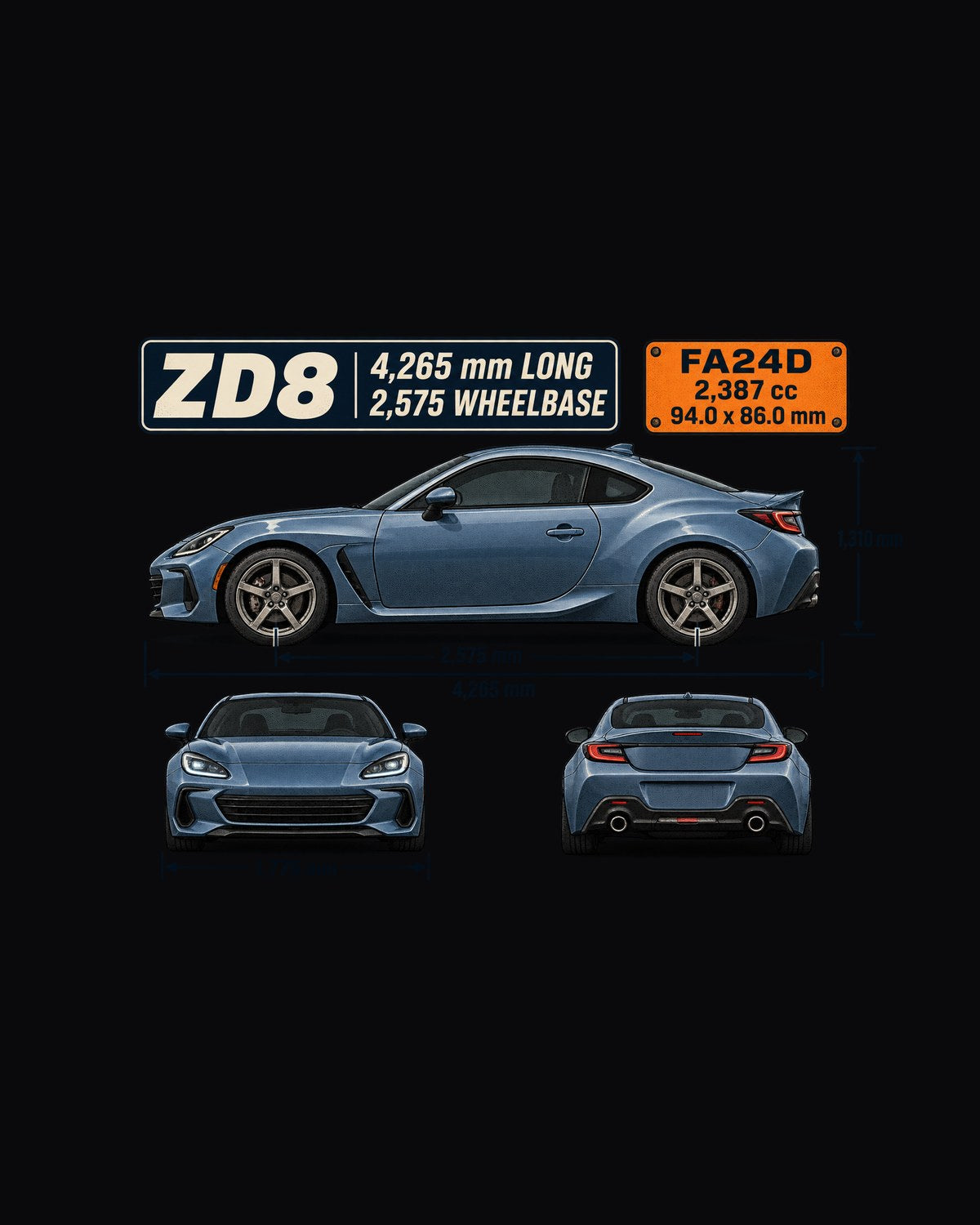 Subaru BRZ ZD8 Dimension Blueprint Shirt, Car Guy Gift design only