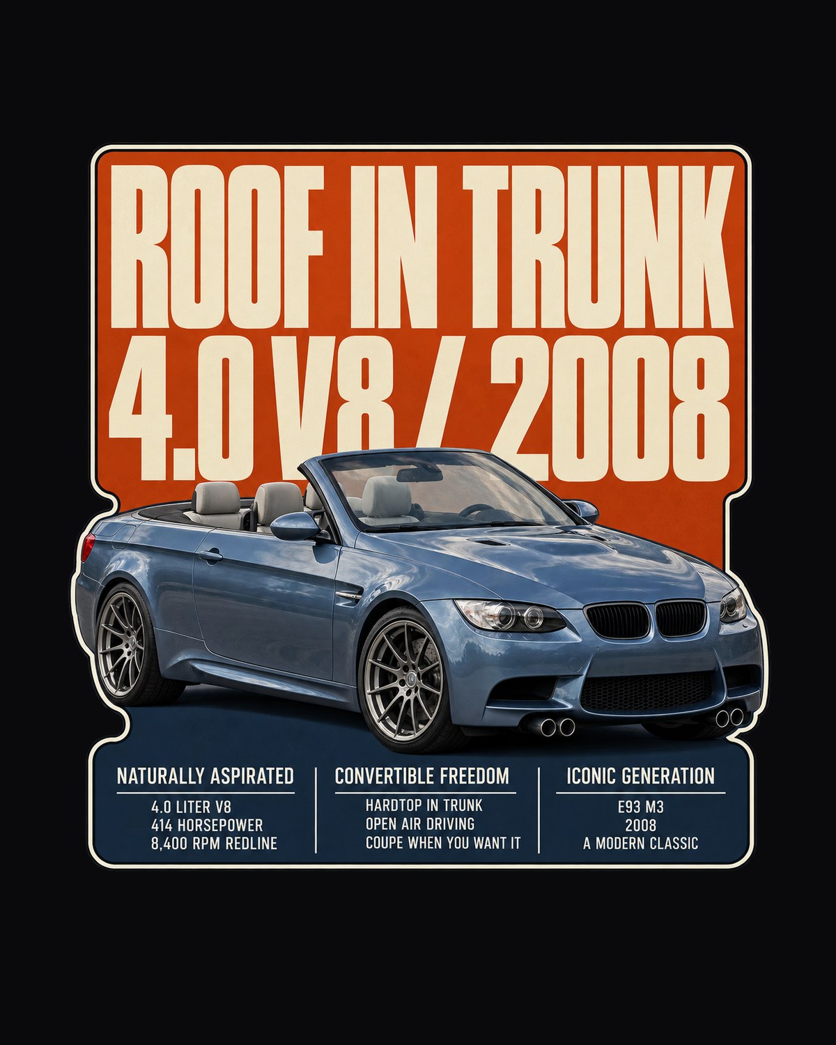BMW M3 E93 Convertible Hardtop Editorial Tee design only