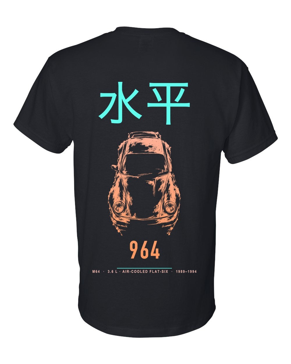 964 full-back artwork black t-shirt back view with the design