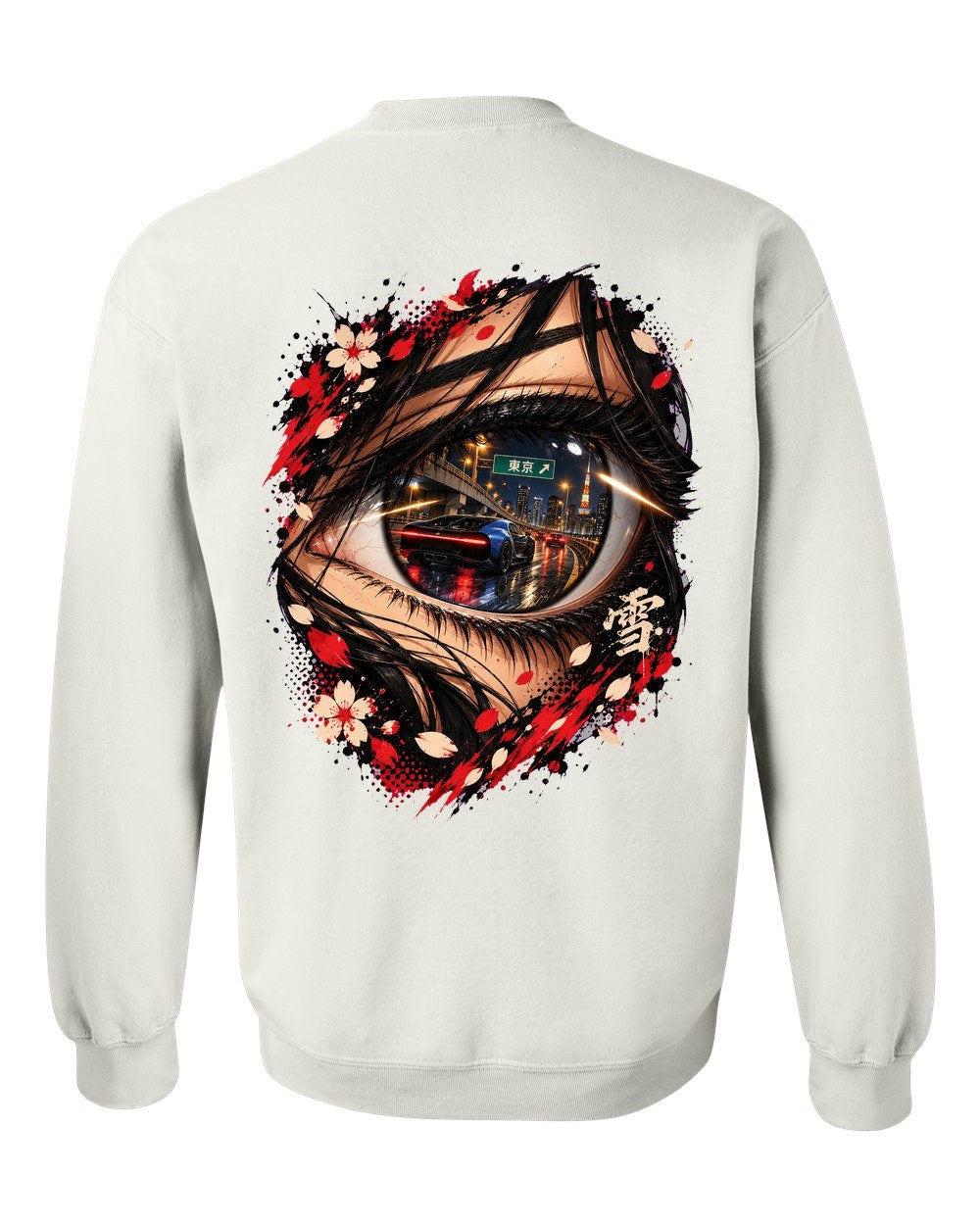 Bugatti Chiron Anime Girl Crewneck White back