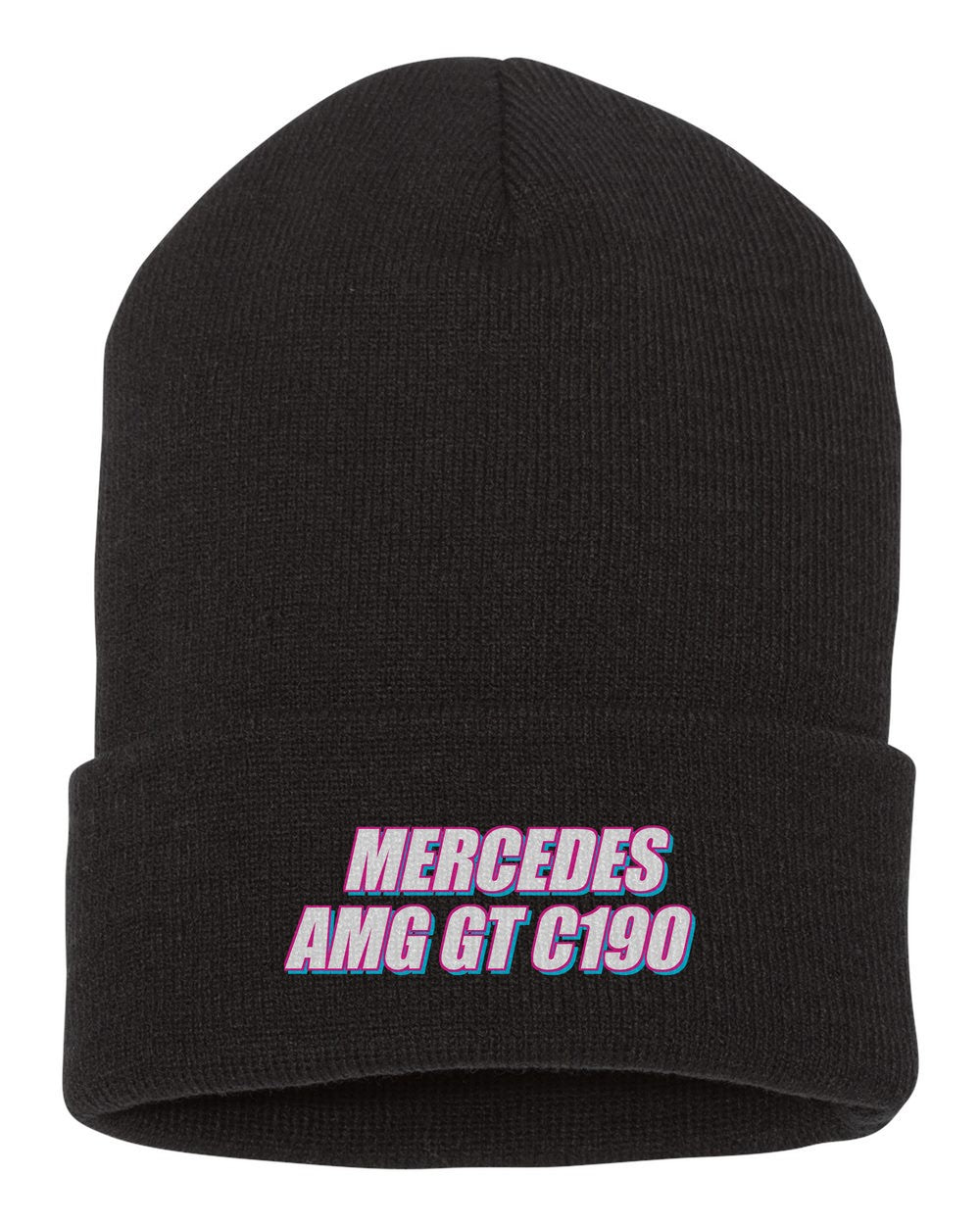 Mercedes Amg Gt C190 black beanie front view with car name