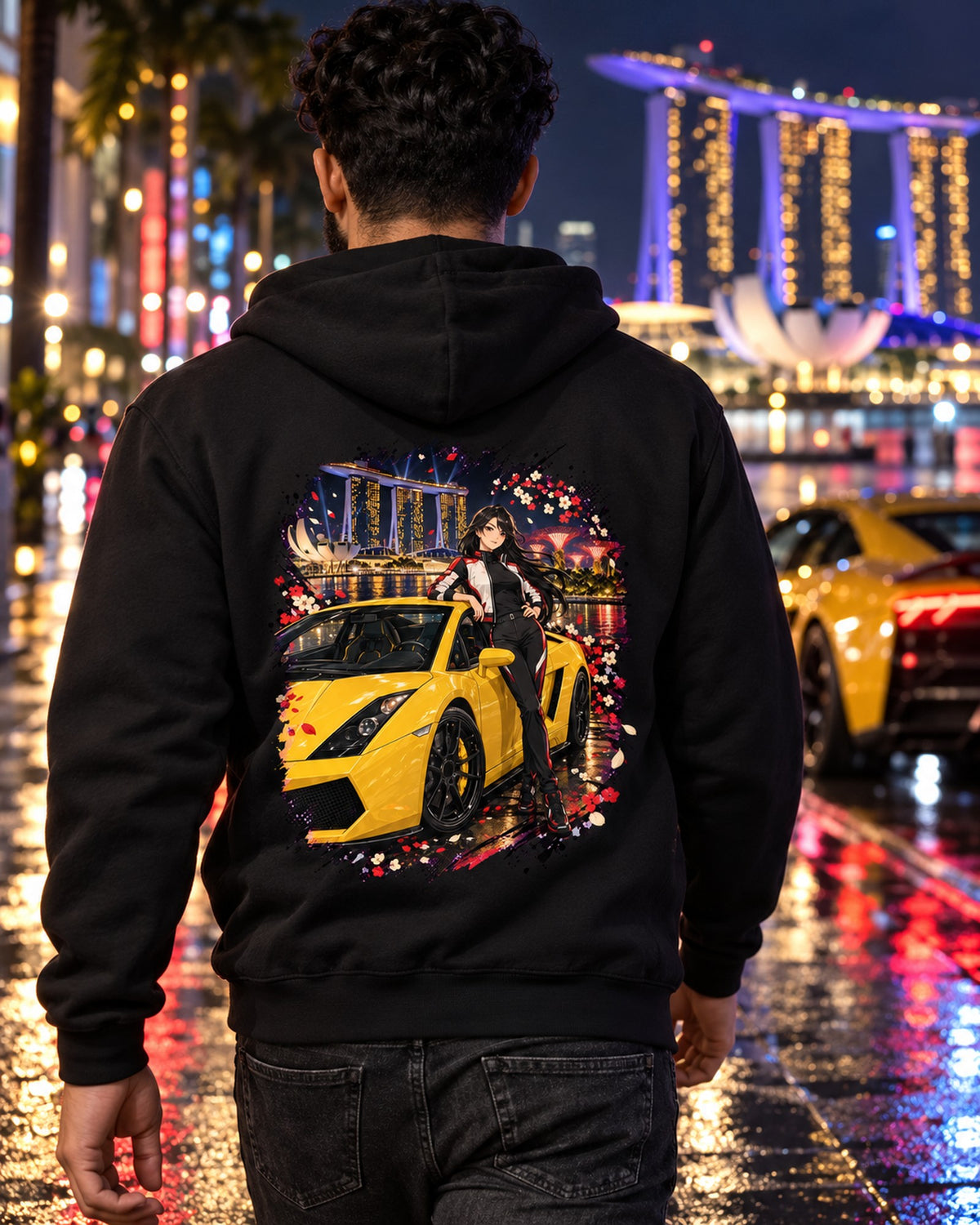 Lamborghini Gallardo Anime Girl Shirt, Hoodie & More Zip Hoodie Black worn hero