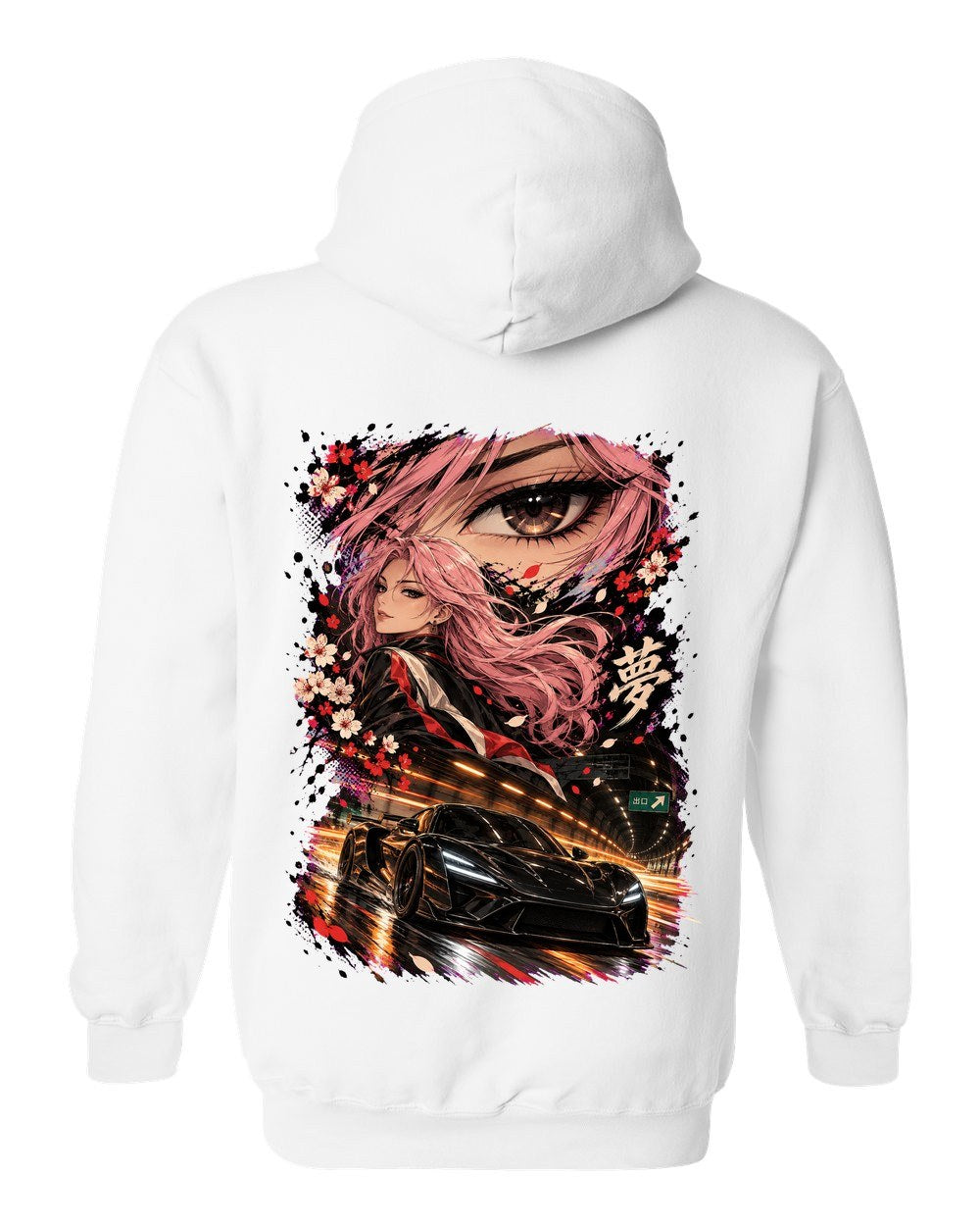 Rimac Nevera Anime Girl Pull Over Hoodie White back