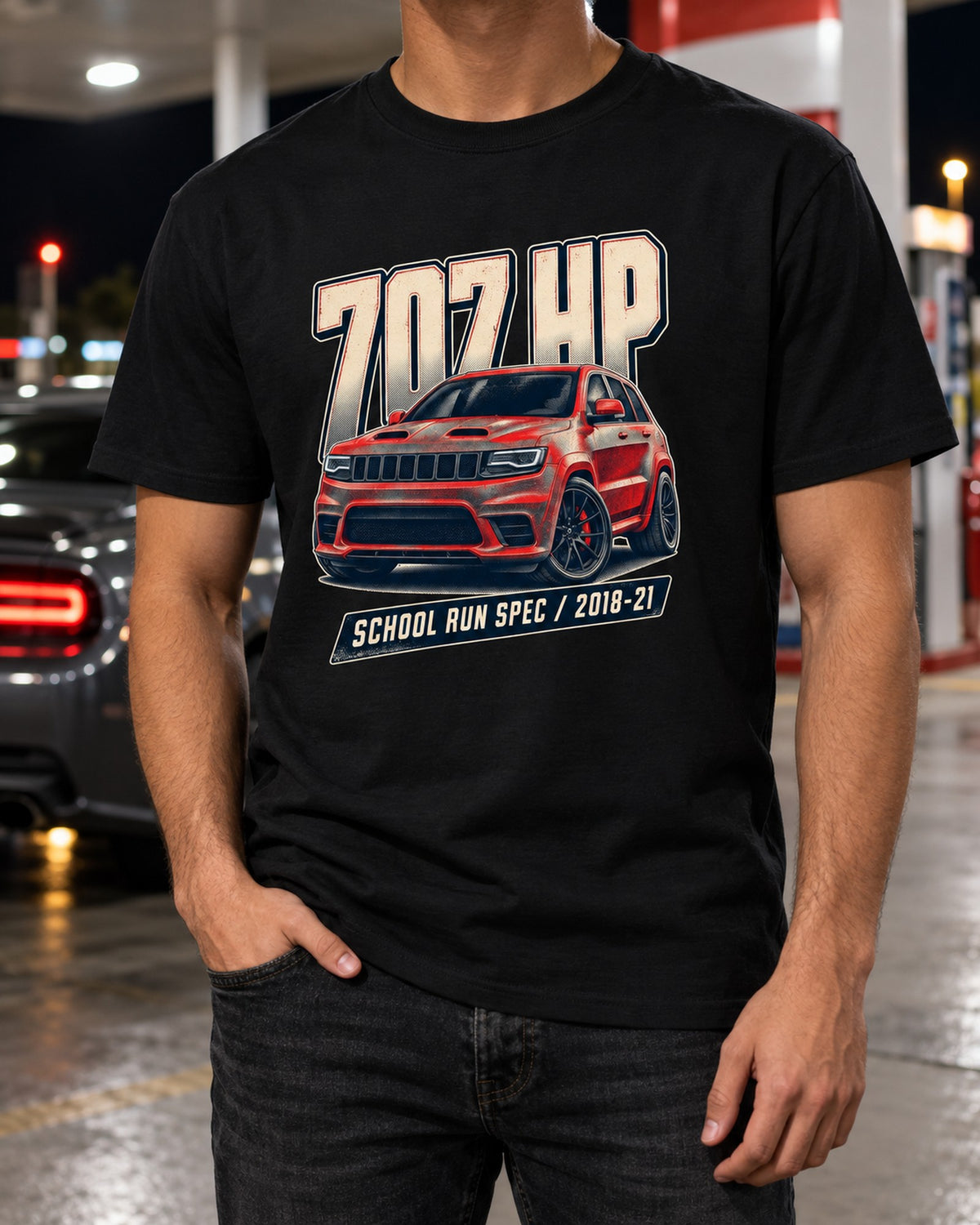 Jeep Grand Cherokee Trackhawk WK2 707 HP Halftone Shirt T-Shirt Black worn hero