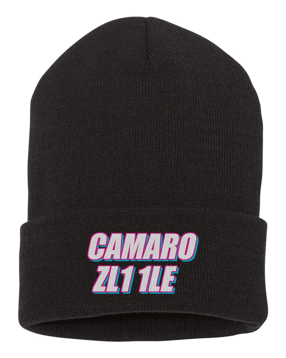 Camaro Zl1 1Le black beanie front view with car name
