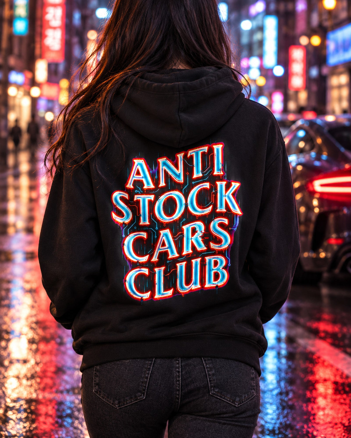 Anti Stock Cars Club Neon Cyberpunk Shirt, Hoodie & More Pull Over Hoodie Black worn hero