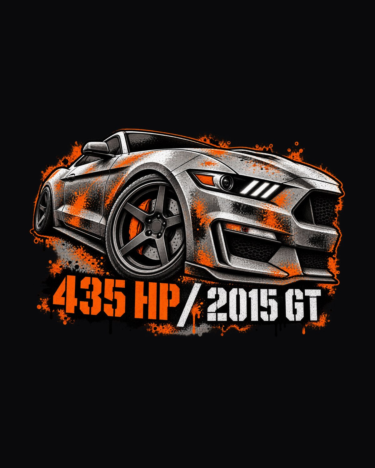 2015 Mustang GT S550 Stencil Spray Street Art Shirt, 435 HP design only