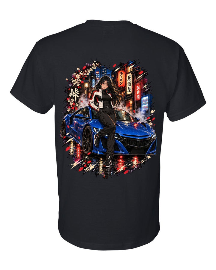 Acura NSX NC1 Anime Girl T-Shirt Black back