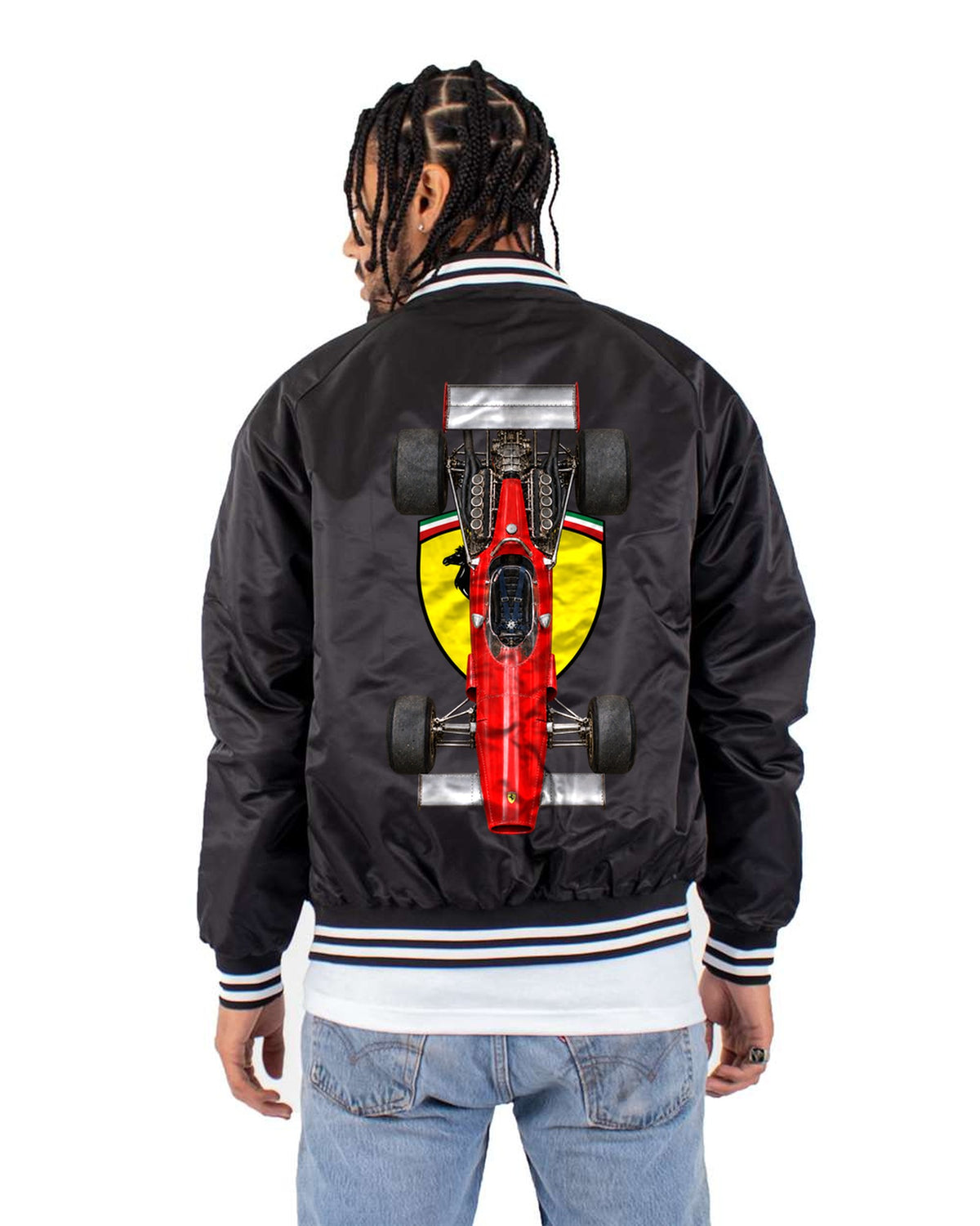 Ferrari 312 B 1970 Classic F1 Overhead Poster Shirt, Formula 1 Tee Bomber Jacket Black back