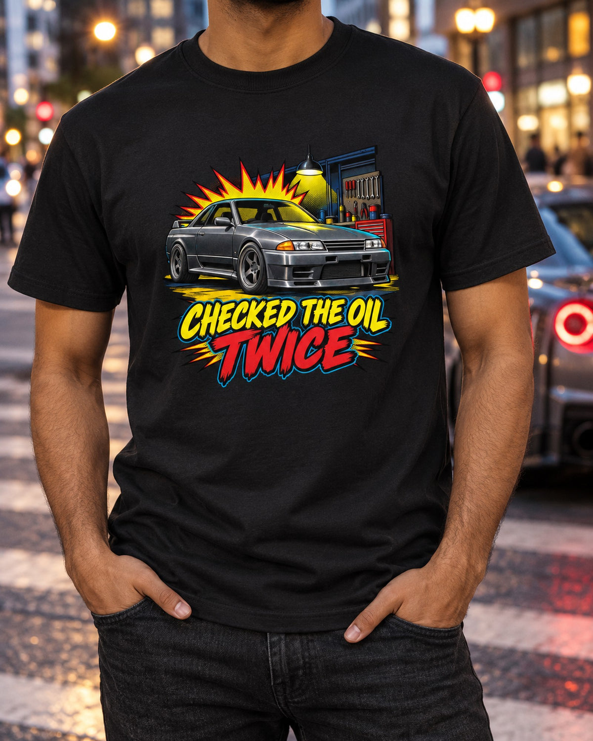 Midnight Garage R32, Skyline GT-R Comic Pop-Art Shirt T-Shirt Black worn hero