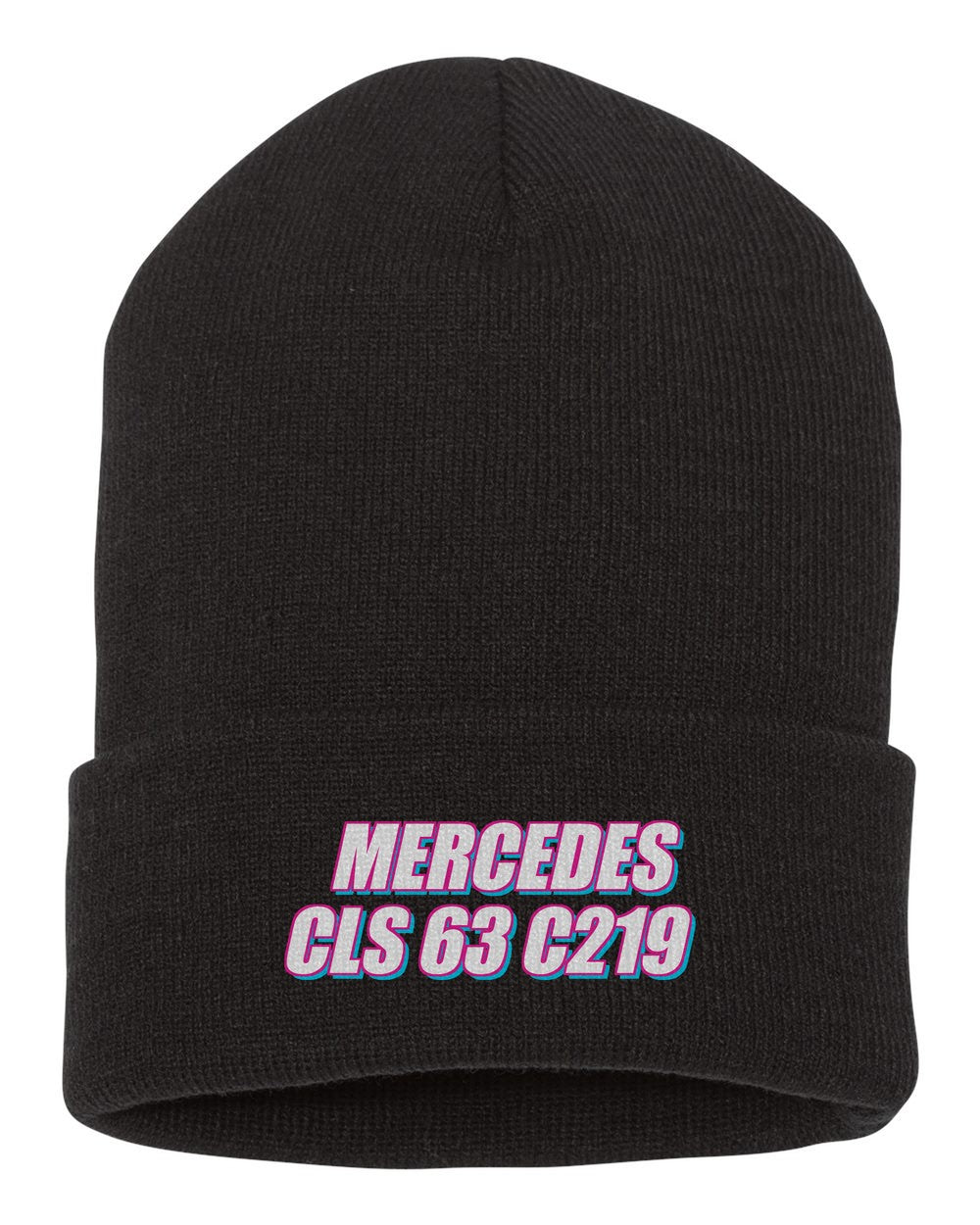 Mercedes Cls 63 C219 black beanie front view with car name
