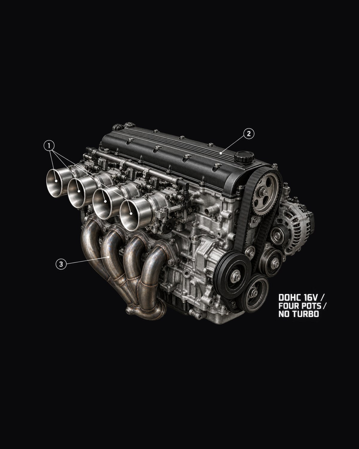 BMW E30 M3 S14 Engine Anatomy Shirt, DOHC 16V Four Pots design only