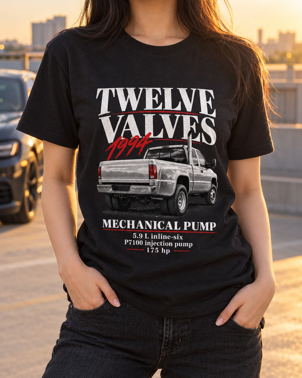 Dodge Ram 2500 2nd Gen 12V 1994-98 Editorial Shirt, Cummins Gift T-Shirt Black worn hero