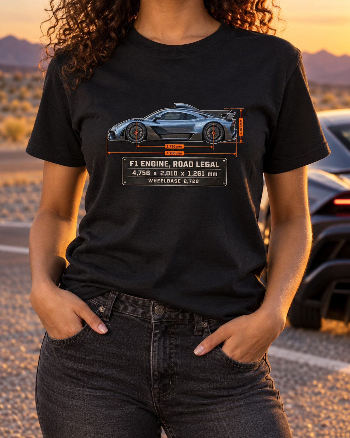 Mercedes-AMG One Dimension Blueprint Shirt, Hypercar Car Guy Gift T-Shirt Black worn hero