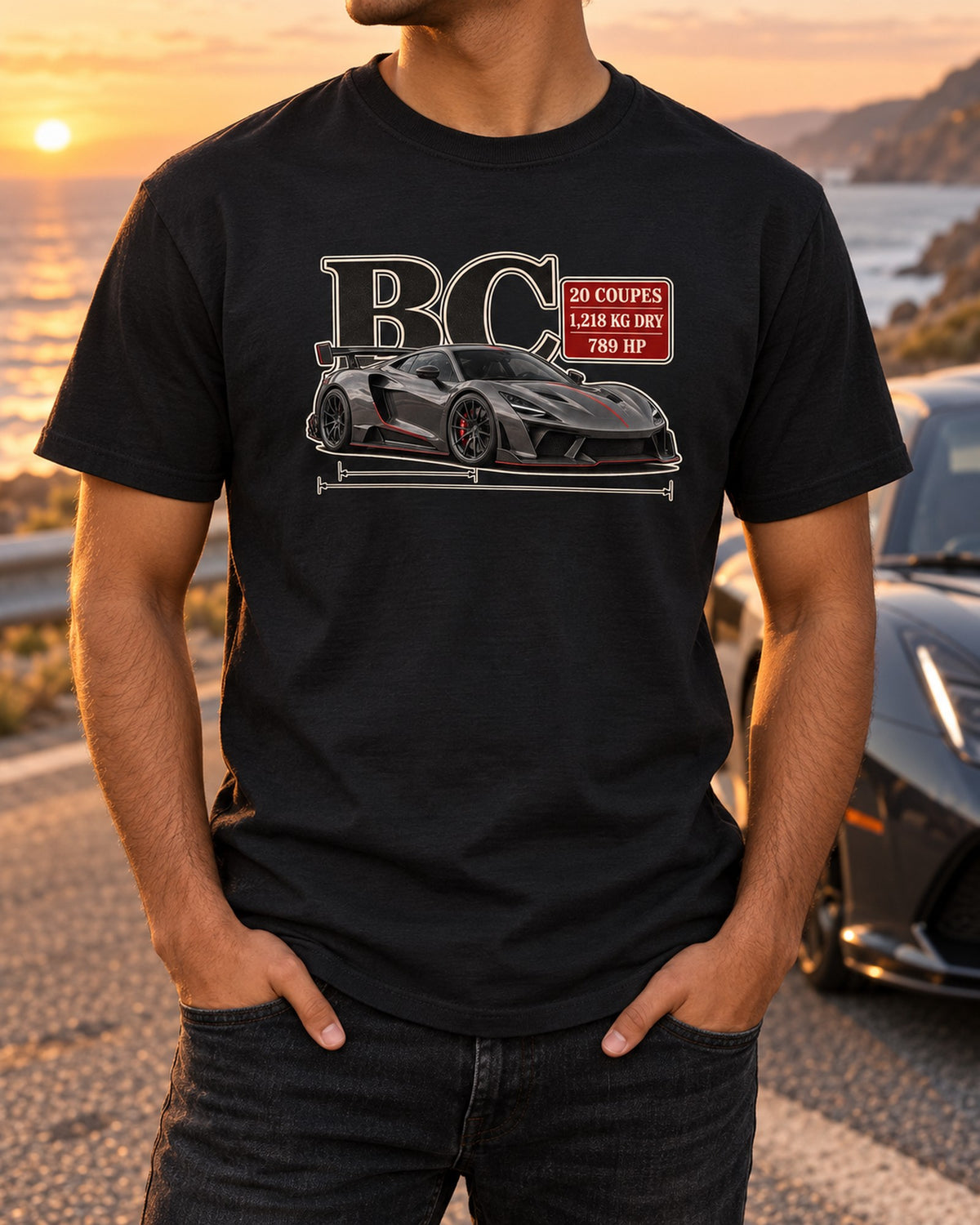 Huayra BC Archive Panel Shirt, Pagani Car Guy Tee T-Shirt Black worn hero