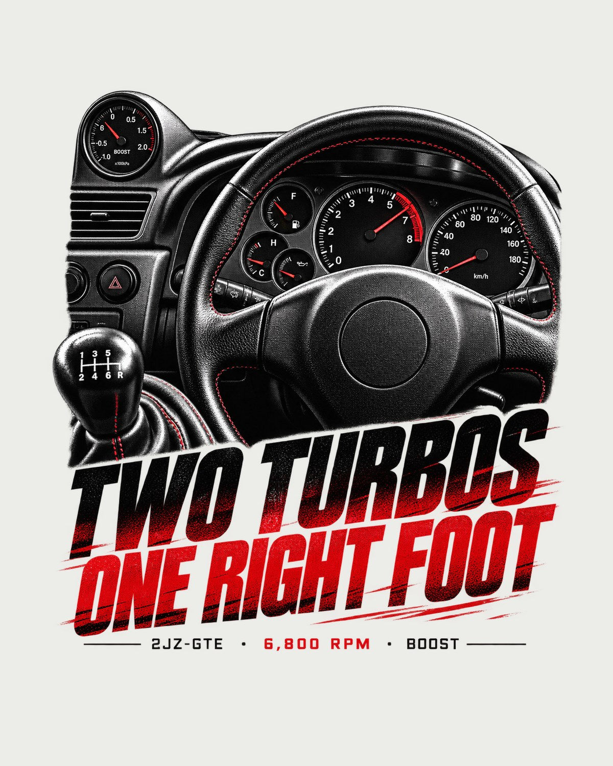 Toyota Supra A80 Cockpit Gauge print Shirt, 6,800 Redline design only