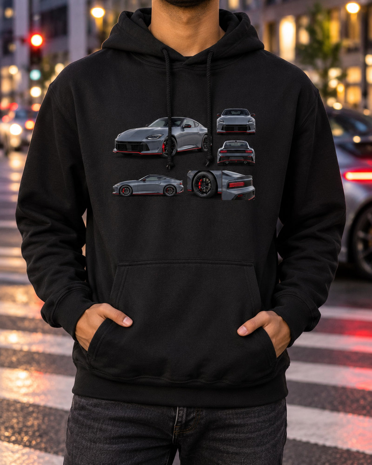 Nissan Z RZ34 Halftone Garage Shirt, VR30DDTT Statement Tee Pull Over Hoodie Black worn hero