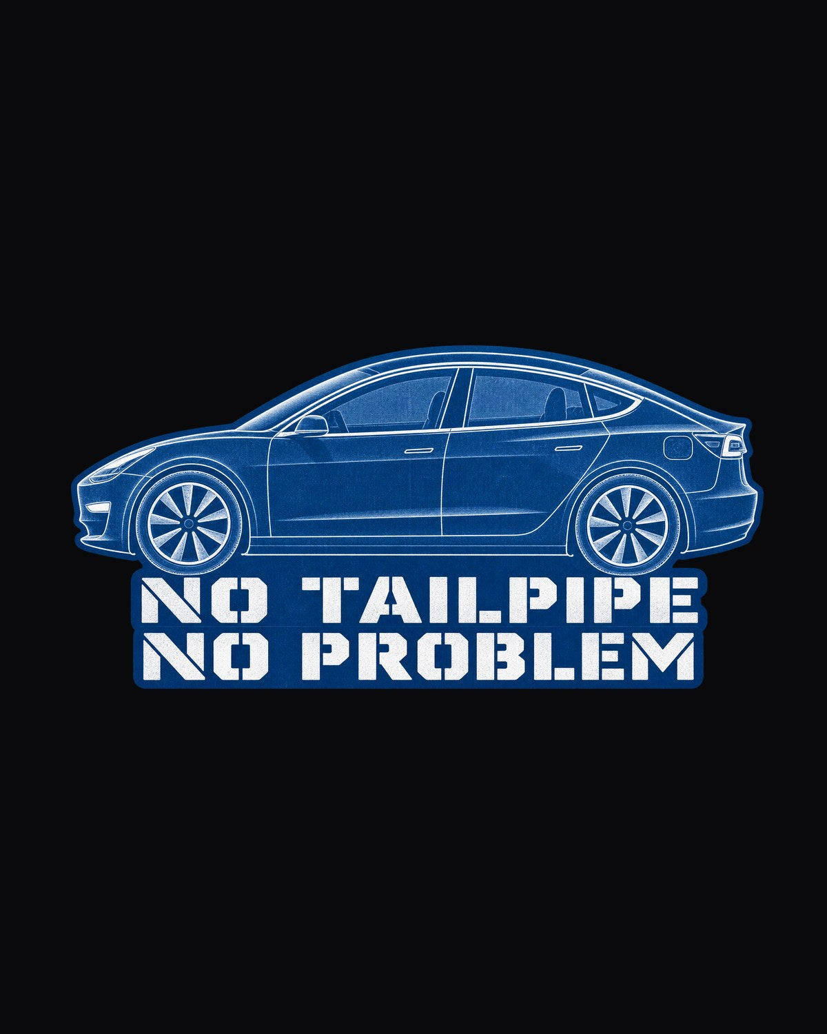 Tesla Model 3 Cyanotype Blueprint Shirt, No Tailpipe Tee design only