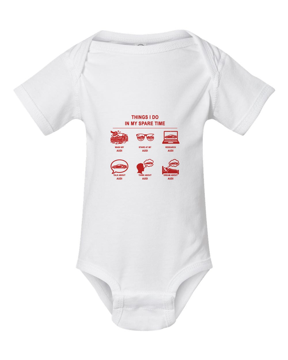Audi Things I Do Baby Onesie White front