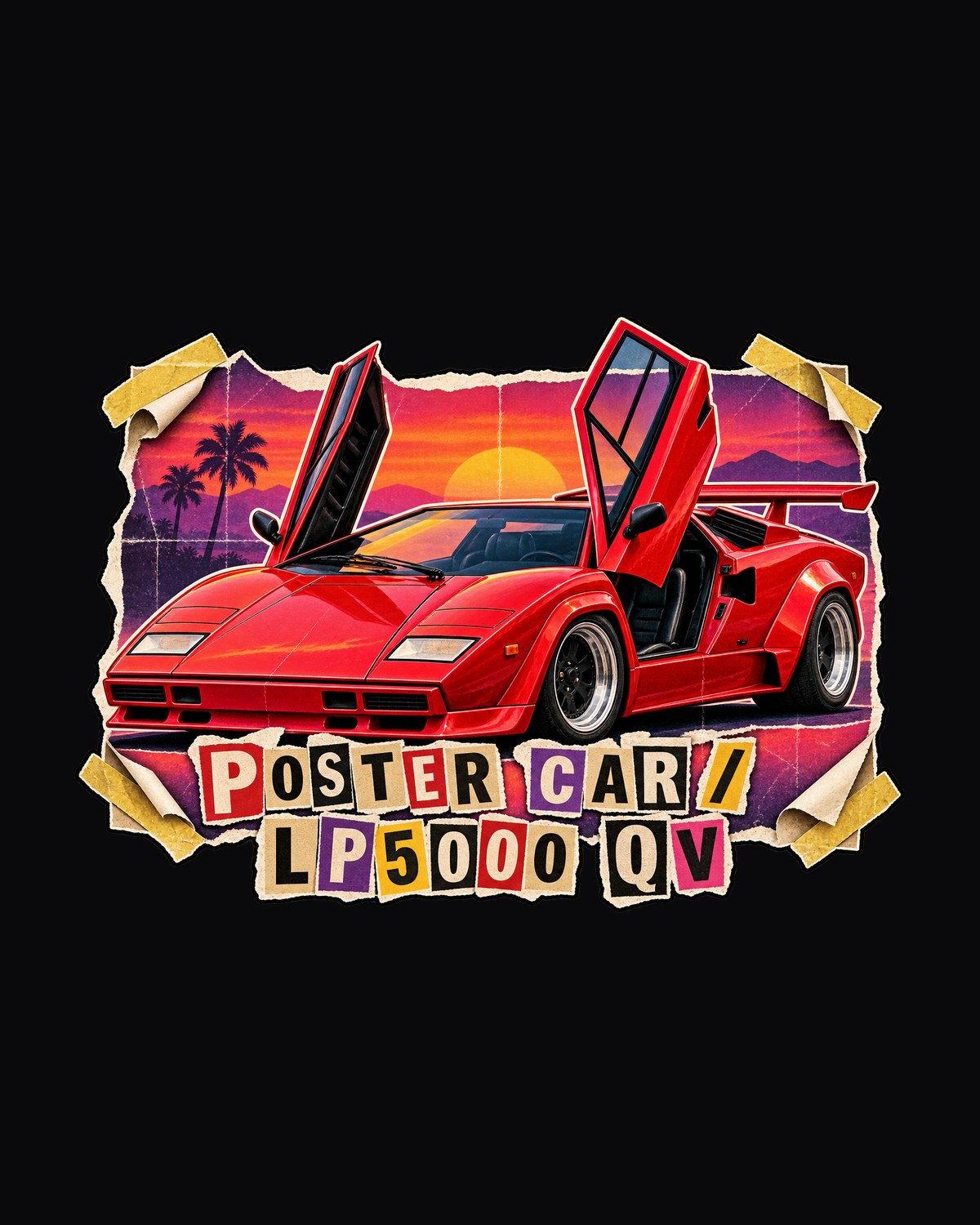 Countach LP5000 QV Pull-Out Poster Tee, Lamborghini Car Shirt design only
