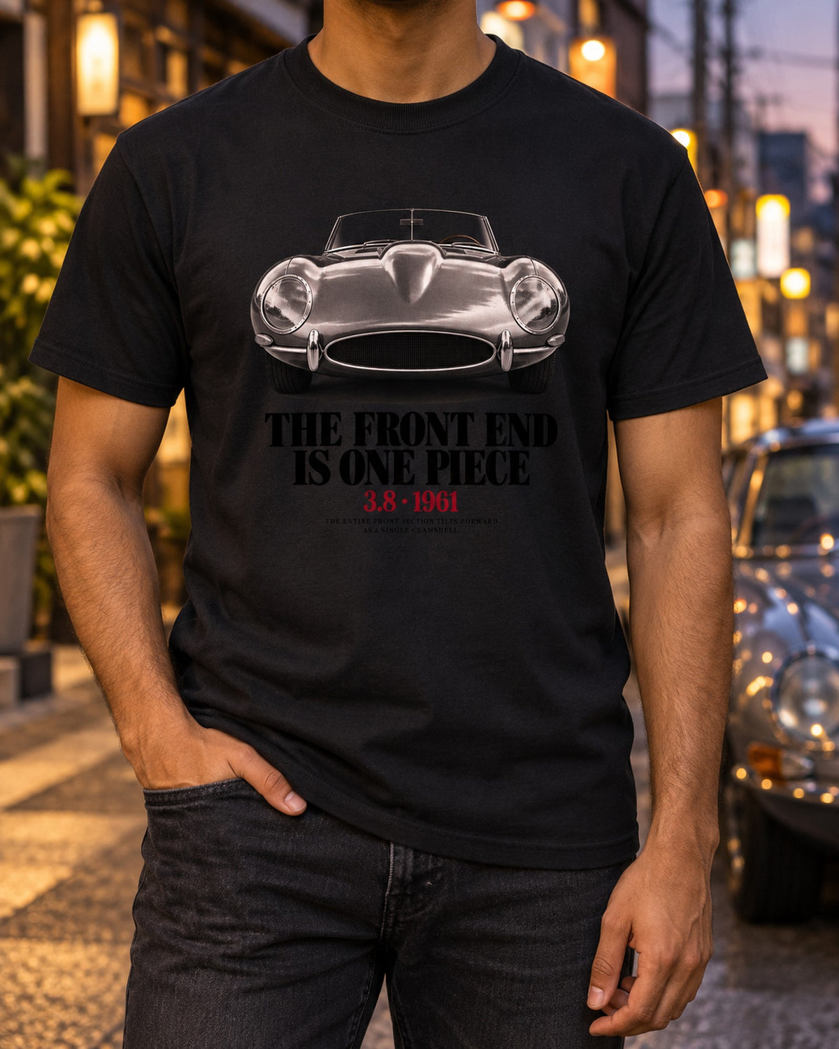 Jaguar E-Type Series 1 1961 One-Piece Front Macro Shirt T-Shirt Black worn hero