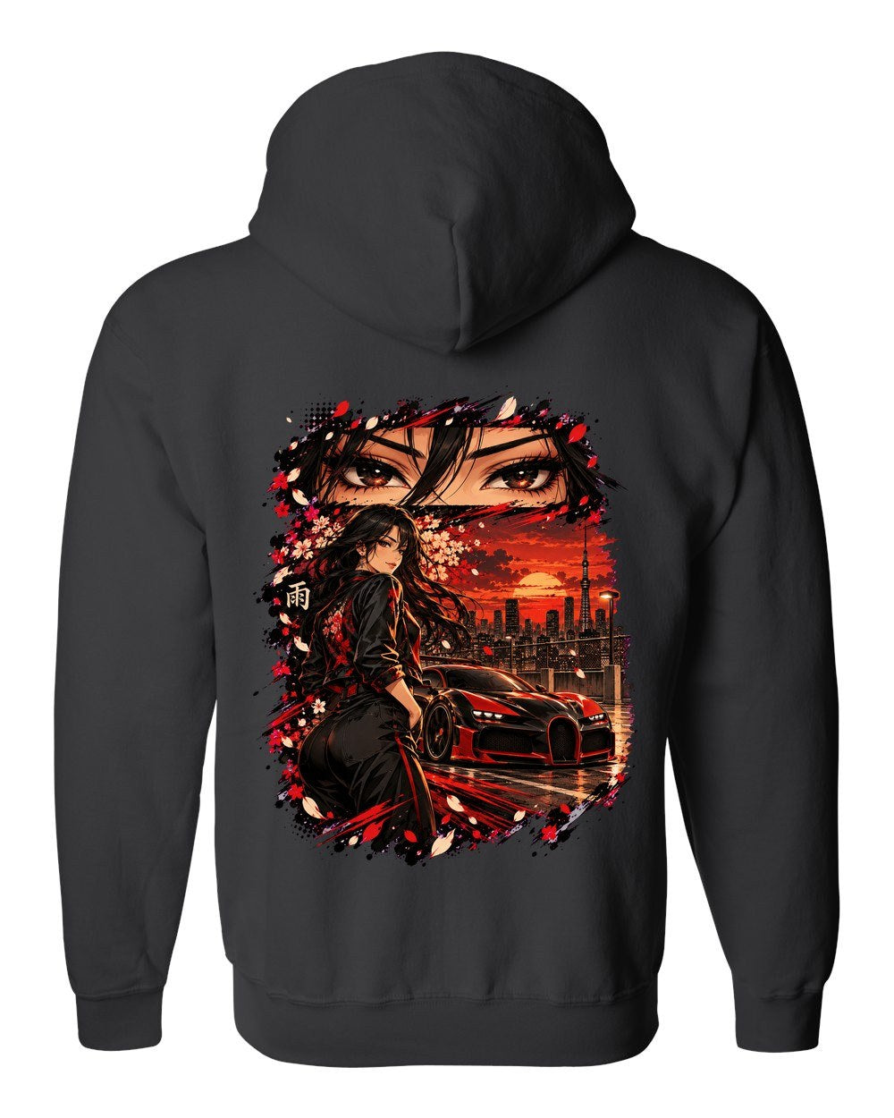Bugatti Veyron Anime Girl Zip Hoodie Black back
