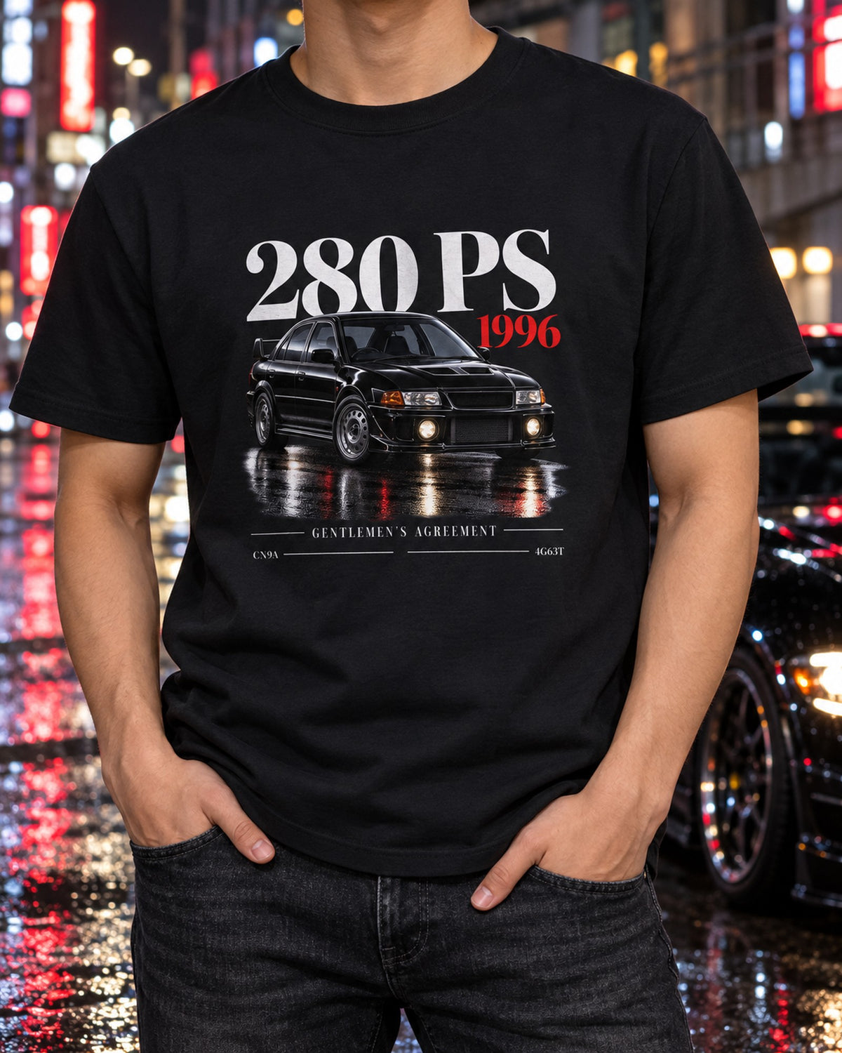 Mitsubishi Lancer Evo IV CN9A Gentlemen's Agreement Shirt T-Shirt Black worn hero