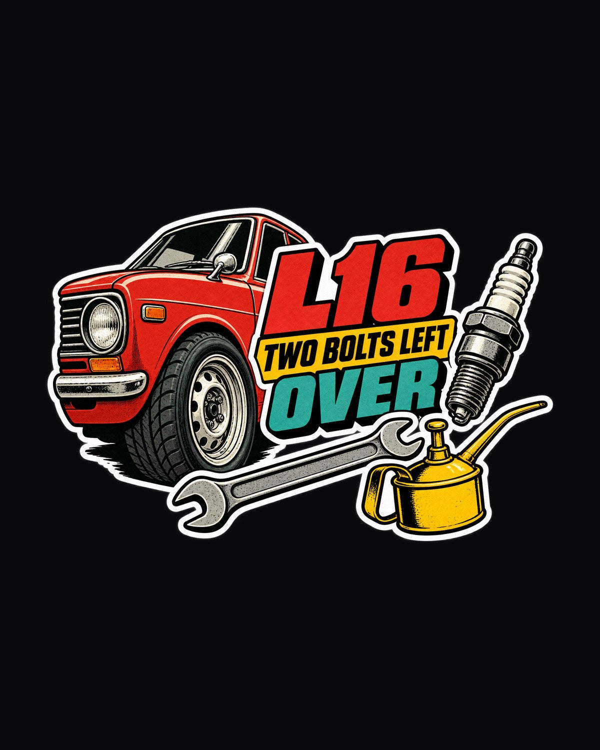Datsun 510 L16 Sticker Collage Shirt, Car Guy Gift design only