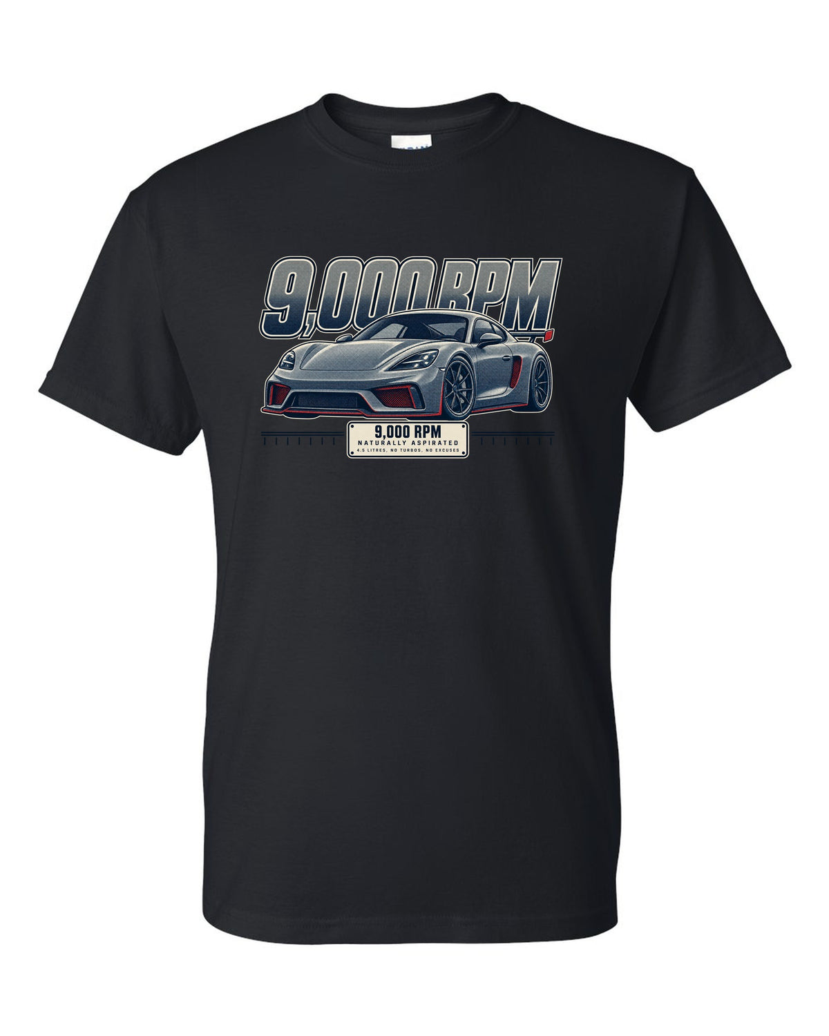 Halftone front three-quarter print of the Ferrari 458 Speciale black t-shirt front view with the design
