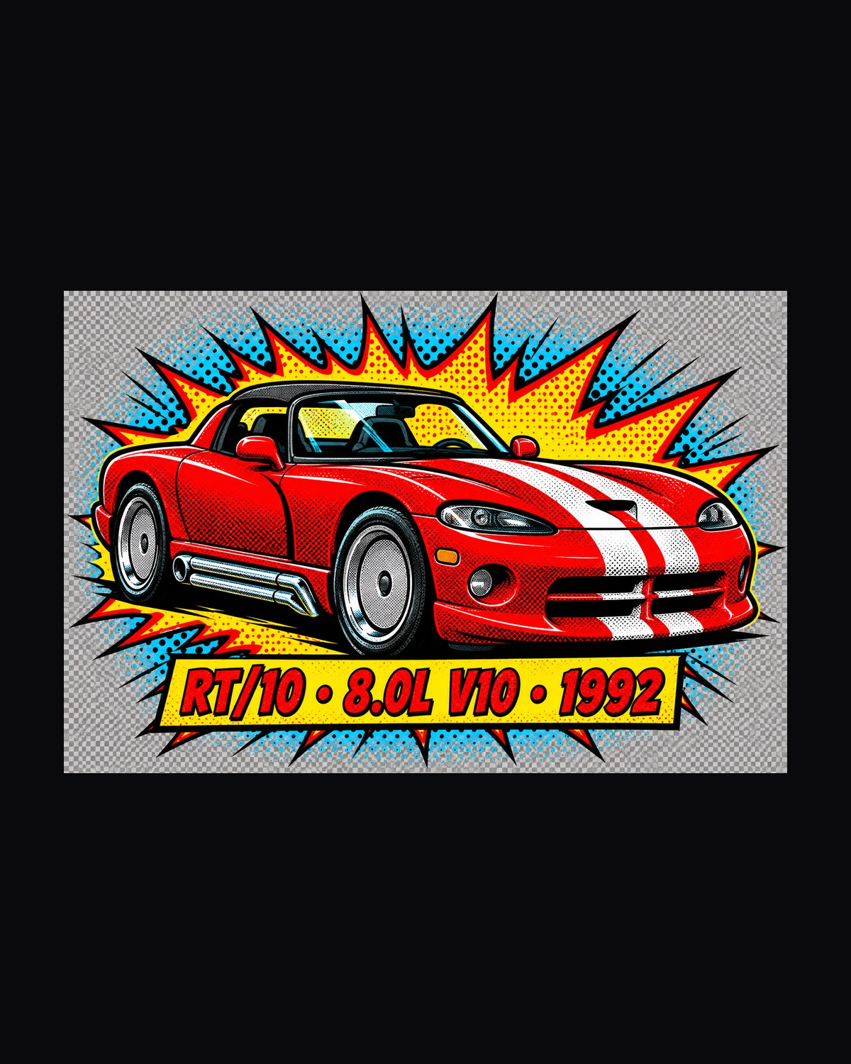 1992 Dodge Viper RT/10 Comic Halftone Pop-Art Shirt design only