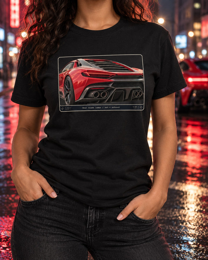 Acura NSX NC1 Taillight Macro Shirt, Hot-V Exhaust Car Tee T-Shirt Black worn hero
