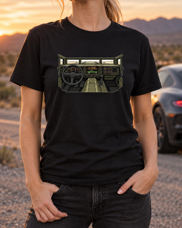 Hummer H1 Gauge Cluster HUD Shirt, 6.5 Diesel Off-Road Car Guy Tee T-Shirt Black worn hero