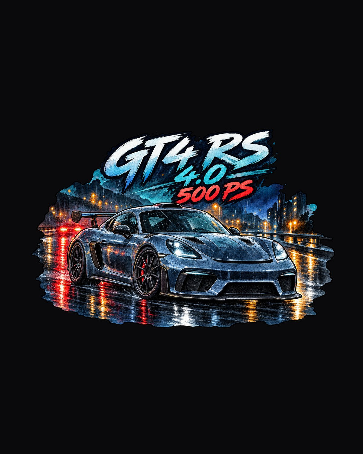 Porsche 982 Cayman GT4 RS Watercolour Night Shirt, 4.0 500 PS design only