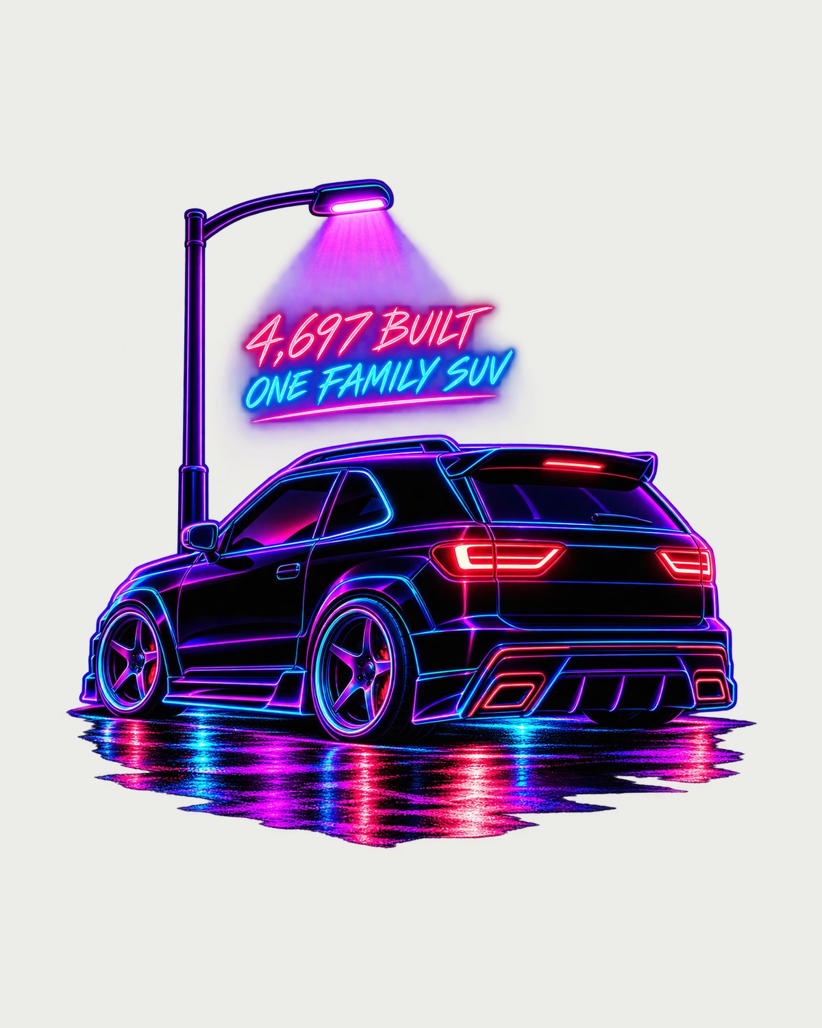 GMC Typhoon 1992-93 Neon Taillight Shirt, 4,697 Built Car Guy Tee design only