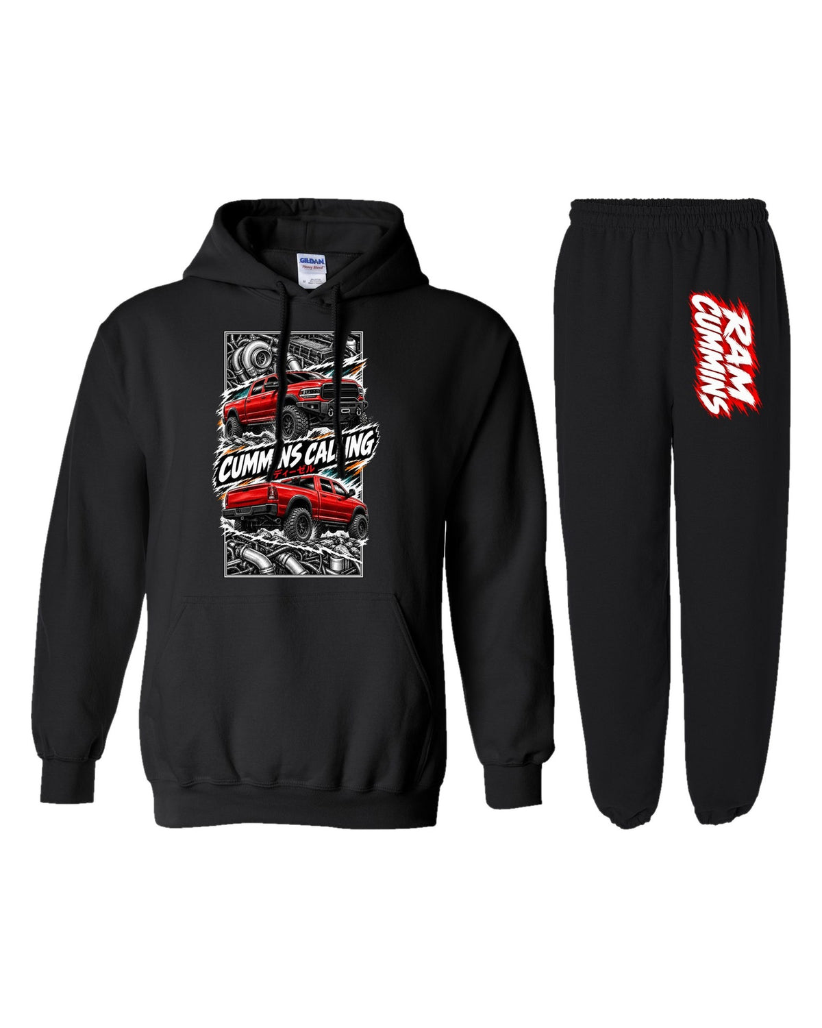RAM Cummins Torn Poster Hoodie + Jogger Set black hoodie and sweatpants