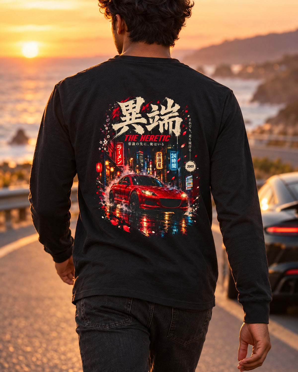 Mazda RX-8 The Heretic Shirt, Hoodie & More Long Sleeve Black worn hero