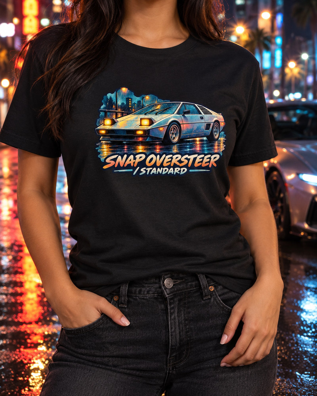 MR2 AW11 Pocket Rocket Watercolour Shirt, Snap Oversteer Standard T-Shirt Black worn hero