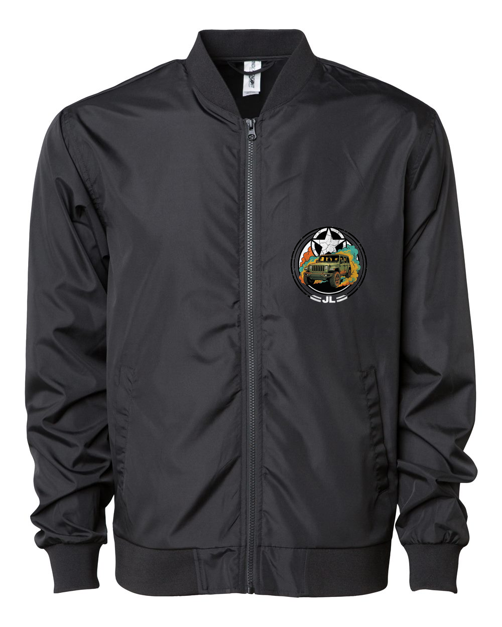 Jeep Wrangler JL Star Bomber Jacket — Black front emblem
