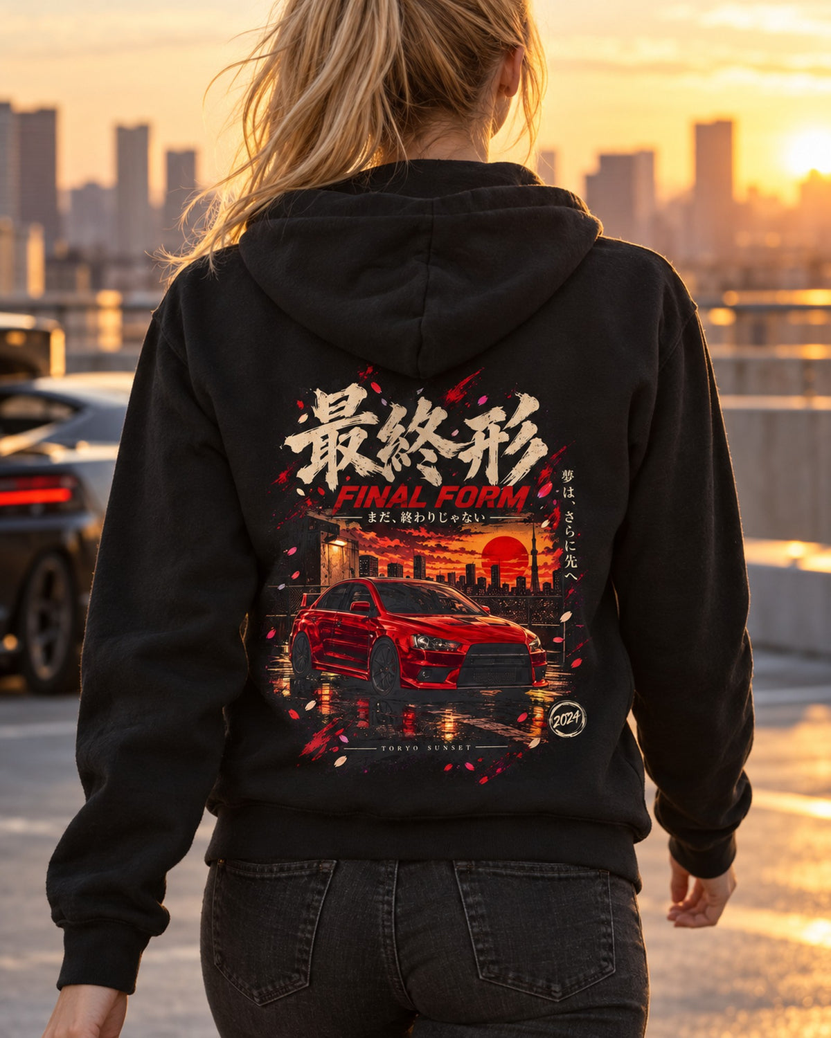 Mitsubishi Lancer Evo X Final Form Shirt, Hoodie & More Zip Hoodie Black worn hero