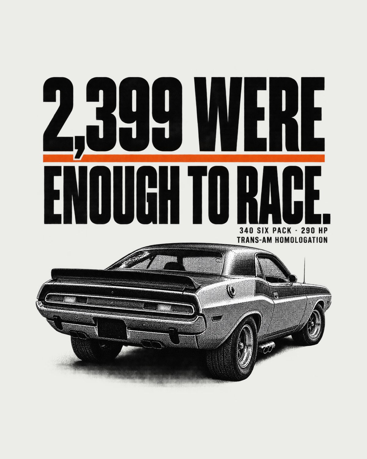 1970 Dodge Challenger T/A 340 Six Pack Halftone Tee design only
