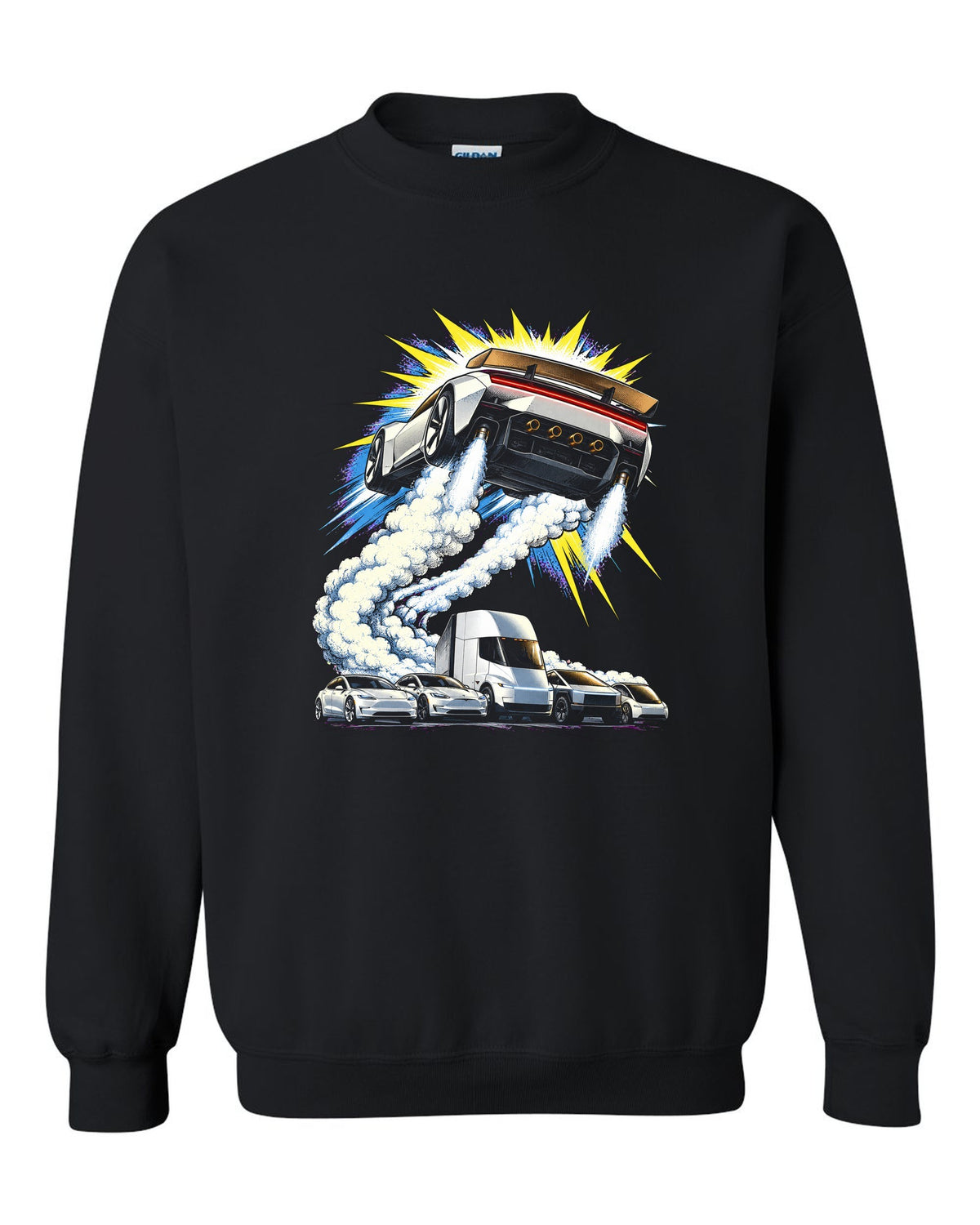 Tesla Roadster The Jump Crewneck Black front