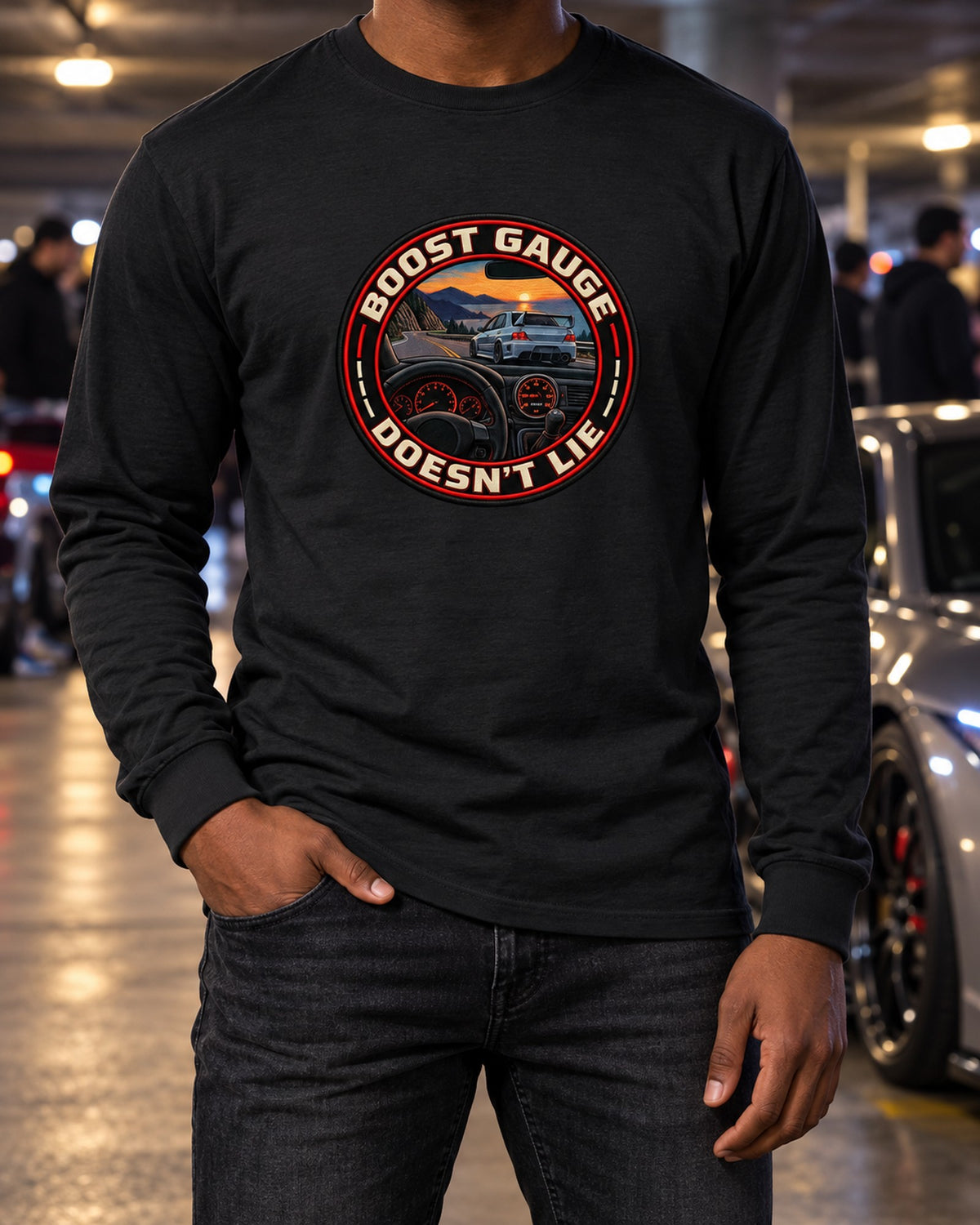 Evo VIII CT9A Cyanotype Blueprint Shirt, Same 4G63 Since 1992 Long Sleeve Black worn hero