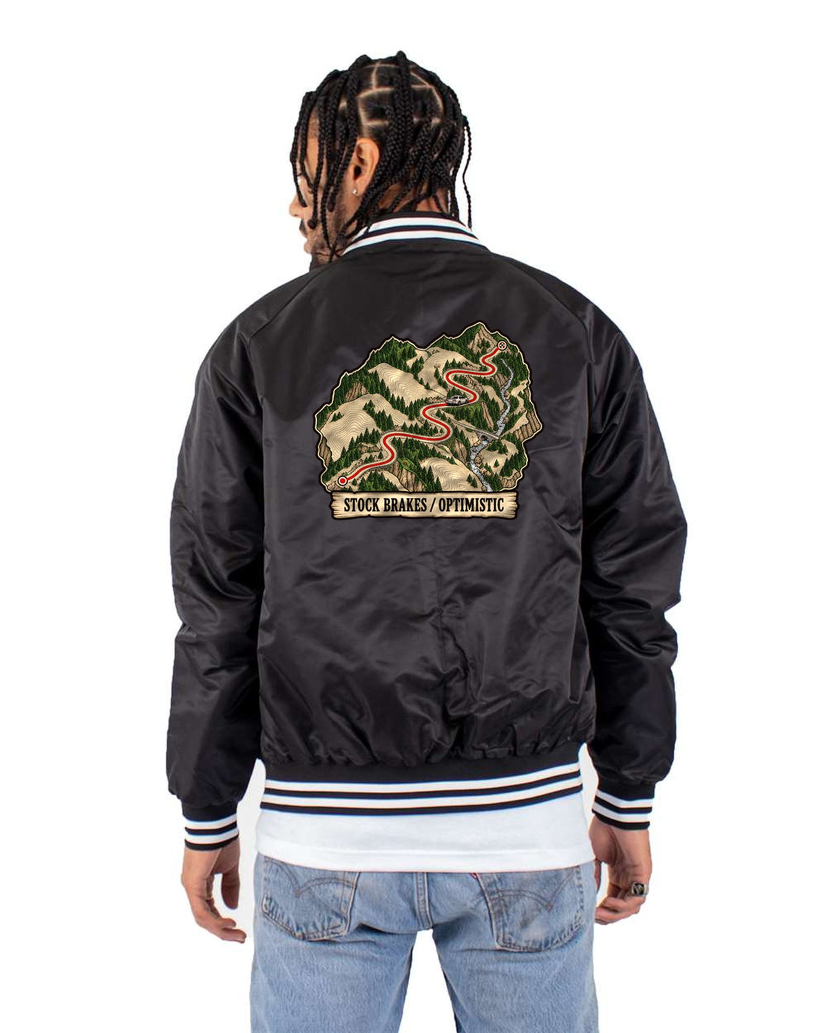 Hakone Pass Topographic Map Shirt, Nissan Skyline GT-R R32 Bomber Jacket Black back