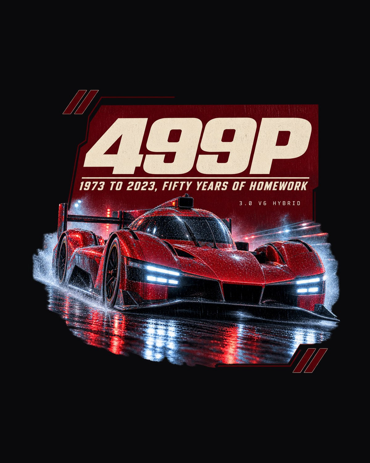 Ferrari 499P Night Street Rain print Shirt design only