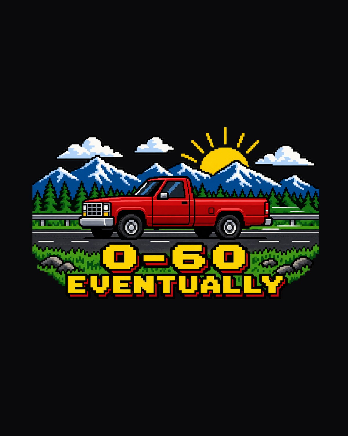 Dodge Ram D250 Cummins Square Body Pixel Art Shirt, 0-60 design only