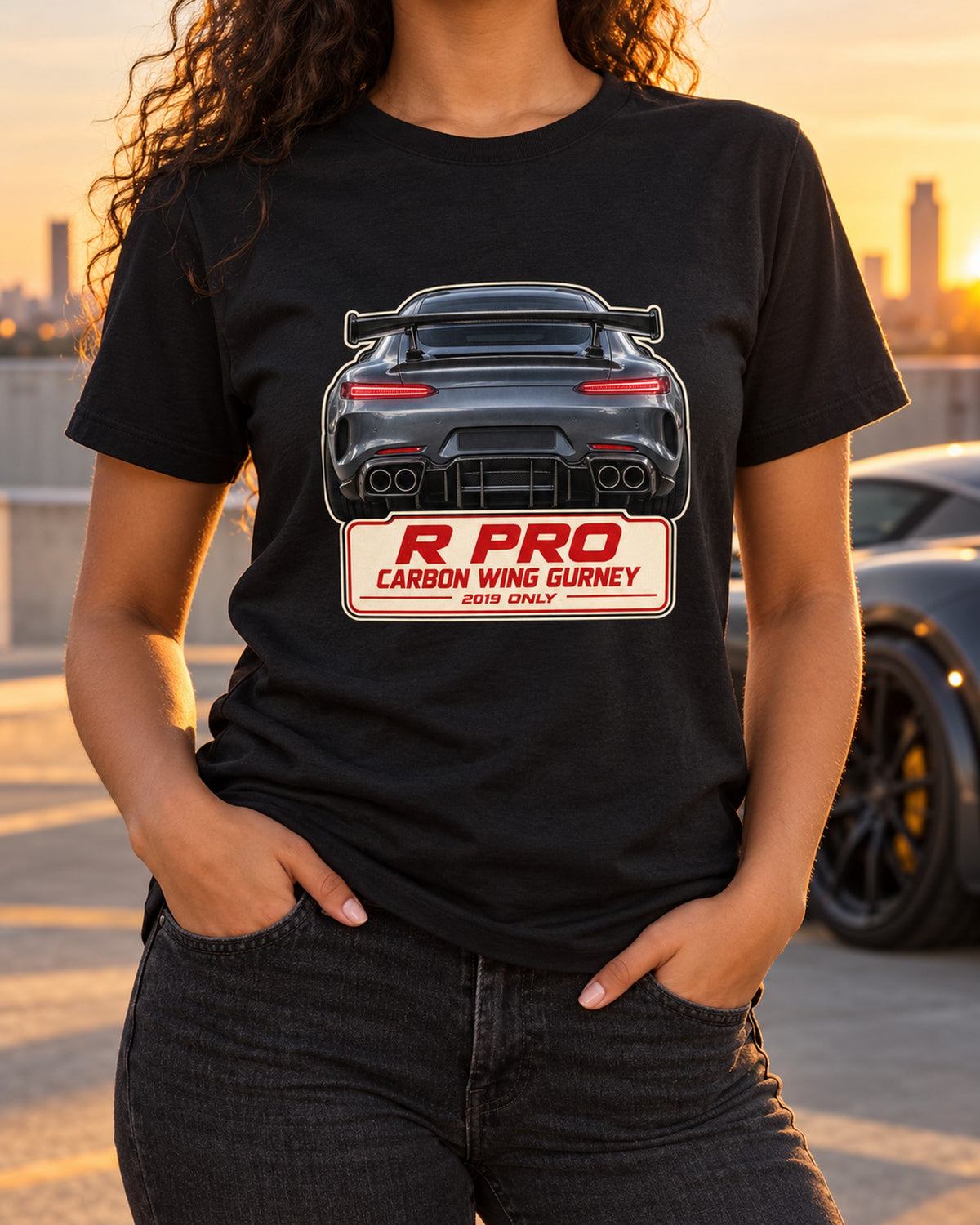AMG GT R Pro C190 Taillight Macro Tee, 2019 Carbon Wing T-Shirt Black worn hero
