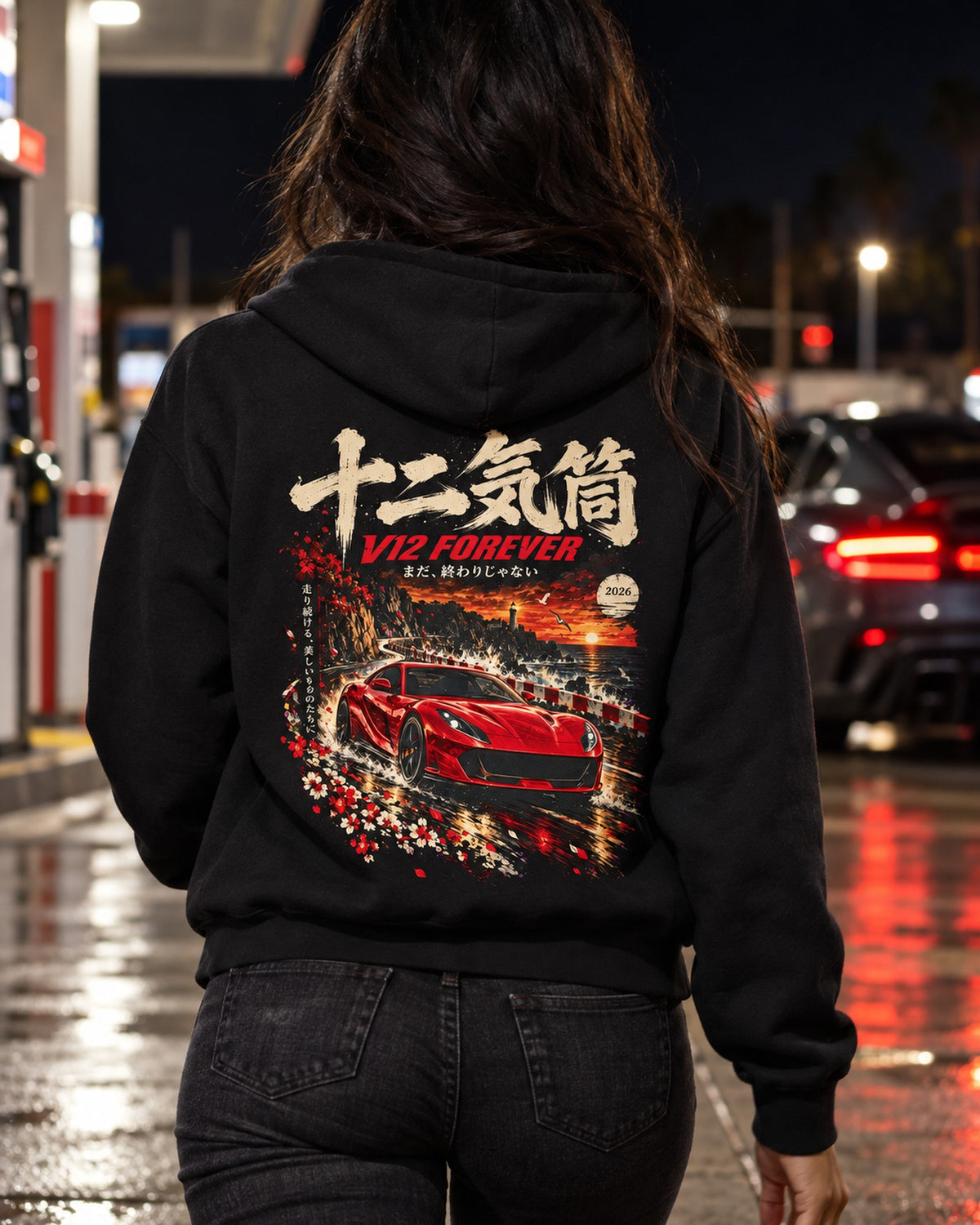 Ferrari 812 Superfast V12 Forever Shirt, Hoodie & More Zip Hoodie Black worn hero