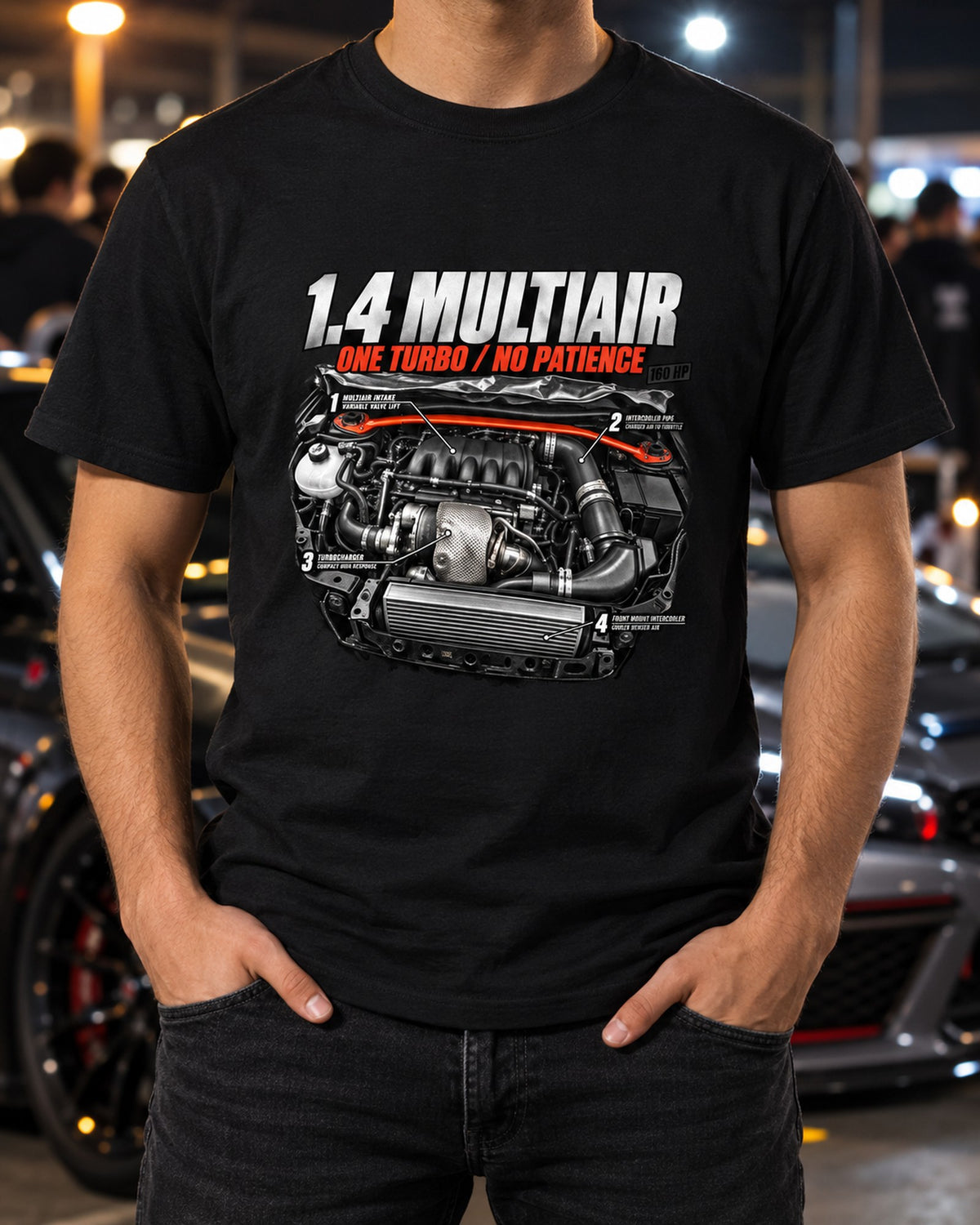 Fiat 500 Abarth Engine Hero print Tee, 1.4 MultiAir Turbo T-Shirt Black worn hero